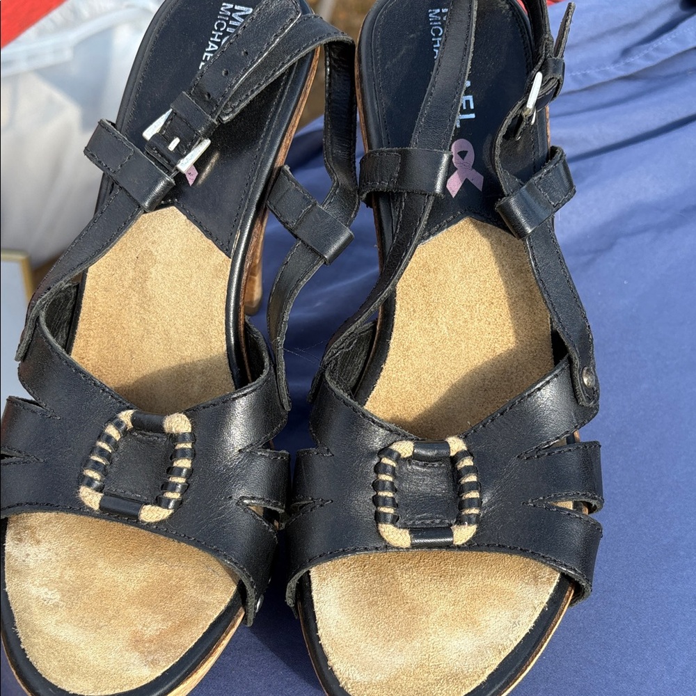 Michael Kors Black Sandals with Woven Buckle